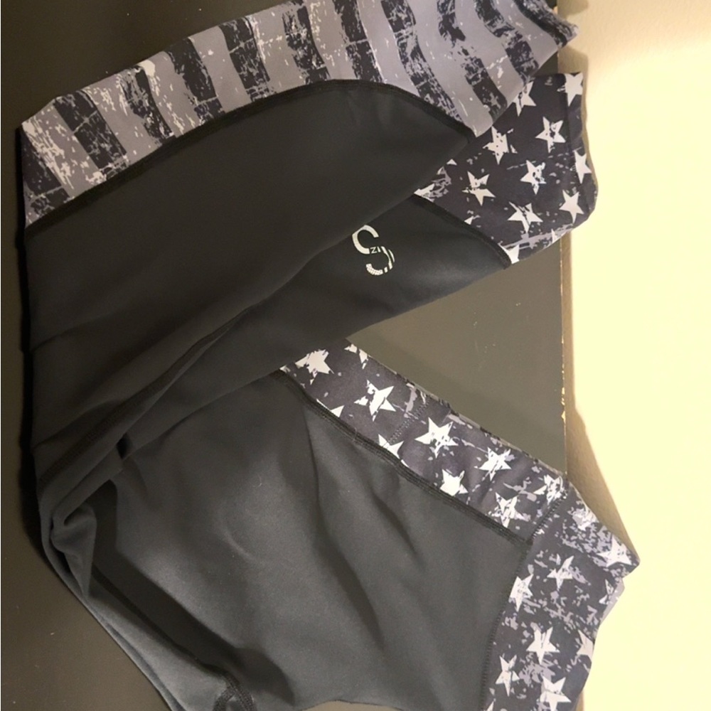 Black and Gray Leggings with Star Pattern